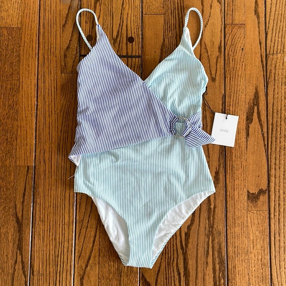 Onia Lila One Piece Swimsuit Seersucker M NWT - Picture 1 of 6
